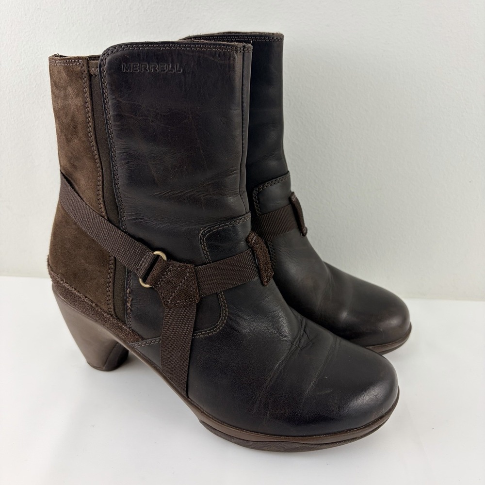 Merrell Espresso Leather Ankle Boots Brown Performance Footwear Women's 6.5